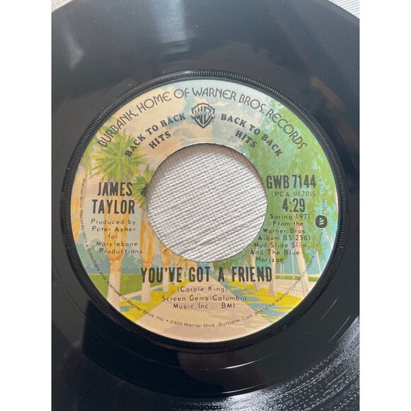 James Taylor 7" Vinyl 45 RPM Single Youve Got A Friend/Steamroller Warner Bros. - Picture 4 of 7